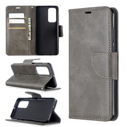Classic Sheepskin PU Leather Phone Wallet Case for Huawei P40 - Gray