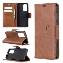 Classic Sheepskin PU Leather Phone Wallet Case for Huawei P40 - Brown