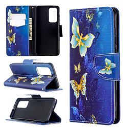 Golden Butterflies Leather Wallet Case for Huawei P40