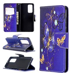 Purple Butterfly Leather Wallet Case for Huawei P40