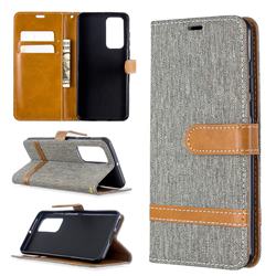 Jeans Cowboy Denim Leather Wallet Case for Huawei P40 - Gray