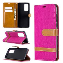 Jeans Cowboy Denim Leather Wallet Case for Huawei P40 - Rose