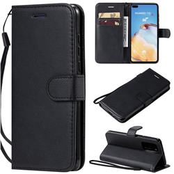 Retro Greek Classic Smooth PU Leather Wallet Phone Case for Huawei P40 - Black