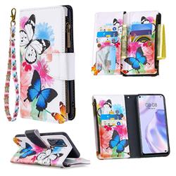 Vivid Flying Butterflies Binfen Color BF03 Retro Zipper Leather Wallet Phone Case for Huawei P40