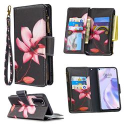 Lotus Flower Binfen Color BF03 Retro Zipper Leather Wallet Phone Case for Huawei P40