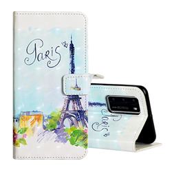 Paris Tower 3D Painted Leather Phone Wallet Case for Huawei P40