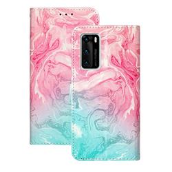 Pink Green Marble PU Leather Wallet Case for Huawei P40