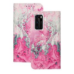 Pink Seawater PU Leather Wallet Case for Huawei P40