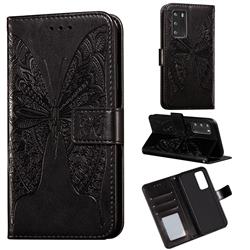 Intricate Embossing Vivid Butterfly Leather Wallet Case for Huawei P40 - Black