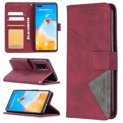 Binfen Color BF05 Prismatic Slim Wallet Flip Cover for Huawei P40 - Red