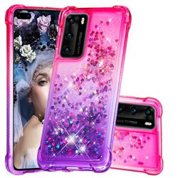 Rainbow Gradient Liquid Glitter Quicksand Sequins Phone Case for Huawei P40 - Pink Purple