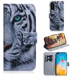 White Tiger PU Leather Wallet Case for Huawei P40