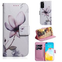 Magnolia Flower PU Leather Wallet Case for Huawei P40