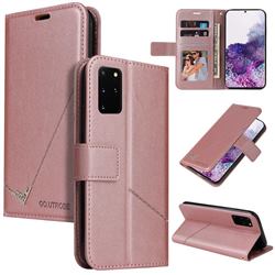 GQ.UTROBE Right Angle Silver Pendant Leather Wallet Phone Case for Huawei P40 - Rose Gold
