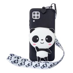White Panda Neck Lanyard Zipper Wallet Silicone Case for Huawei P40 Lite