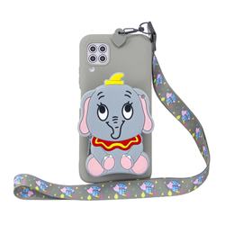 Gray Elephant Neck Lanyard Zipper Wallet Silicone Case for Huawei P40 Lite