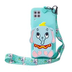 Blue Elephant Neck Lanyard Zipper Wallet Silicone Case for Huawei P40 Lite