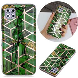 Green Rhombus Galvanized Rose Gold Marble Phone Back Cover for Huawei P40 Lite