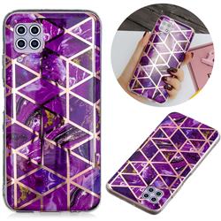 Purple Rhombus Galvanized Rose Gold Marble Phone Back Cover for Huawei P40 Lite