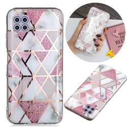 Pink Rhombus Galvanized Rose Gold Marble Phone Back Cover for Huawei P40 Lite