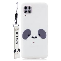 White Feather Panda Soft Kiss Candy Hand Strap Silicone Case for Huawei P40 Lite