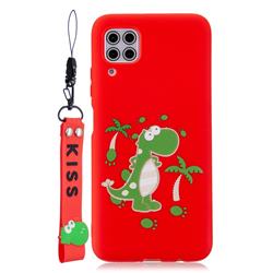 Red Dinosaur Soft Kiss Candy Hand Strap Silicone Case for Huawei P40 Lite