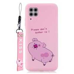 Pink Cute Pig Soft Kiss Candy Hand Strap Silicone Case for Huawei P40 Lite