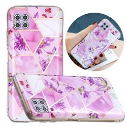 Purple Flower Painted Marble Electroplating Protective Case for Huawei P40 Lite