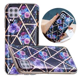 Black Flower Painted Marble Electroplating Protective Case for Huawei P40 Lite