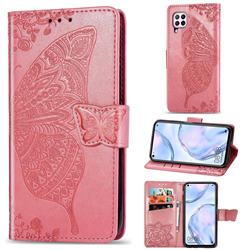 Embossing Mandala Flower Butterfly Leather Wallet Case for Huawei P40 Lite - Pink