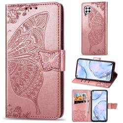 Embossing Mandala Flower Butterfly Leather Wallet Case for Huawei P40 Lite - Rose Gold