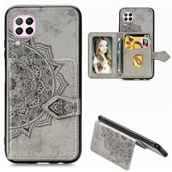 Mandala Flower Cloth Multifunction Stand Card Leather Phone Case for Huawei P40 Lite - Gray