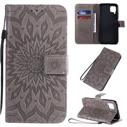 Embossing Sunflower Leather Wallet Case for Huawei P40 Lite - Gray