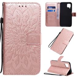 Embossing Sunflower Leather Wallet Case for Huawei P40 Lite - Rose Gold