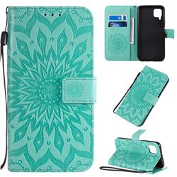 Embossing Sunflower Leather Wallet Case for Huawei P40 Lite - Green