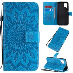 Embossing Sunflower Leather Wallet Case for Huawei P40 Lite - Blue