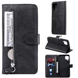 Retro Luxury Zipper Leather Phone Wallet Case for Huawei P40 Lite - Black
