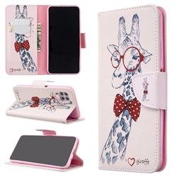 Glasses Giraffe Leather Wallet Case for Huawei P40 Lite