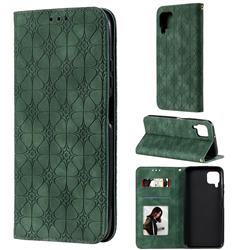 Intricate Embossing Four Leaf Clover Leather Wallet Case for Huawei P40 Lite - Blackish Green