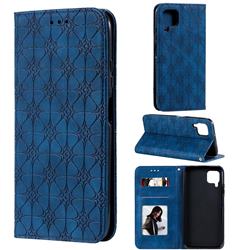 Intricate Embossing Four Leaf Clover Leather Wallet Case for Huawei P40 Lite - Dark Blue