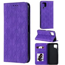 Intricate Embossing Four Leaf Clover Leather Wallet Case for Huawei P40 Lite - Purple