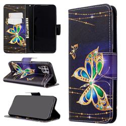 Golden Shining Butterfly Leather Wallet Case for Huawei P40 Lite
