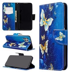 Golden Butterflies Leather Wallet Case for Huawei P40 Lite