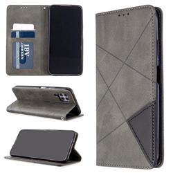 Prismatic Slim Magnetic Sucking Stitching Wallet Flip Cover for Huawei P40 Lite - Gray