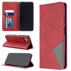 Prismatic Slim Magnetic Sucking Stitching Wallet Flip Cover for Huawei P40 Lite - Red