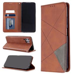 Prismatic Slim Magnetic Sucking Stitching Wallet Flip Cover for Huawei P40 Lite - Brown