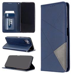 Prismatic Slim Magnetic Sucking Stitching Wallet Flip Cover for Huawei P40 Lite - Blue