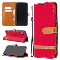Jeans Cowboy Denim Leather Wallet Case for Huawei P40 Lite - Red