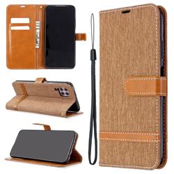 Jeans Cowboy Denim Leather Wallet Case for Huawei P40 Lite - Brown