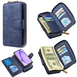 Binfen Color Retro Buckle Zipper Multifunction Leather Phone Wallet for Huawei P40 Lite - Blue